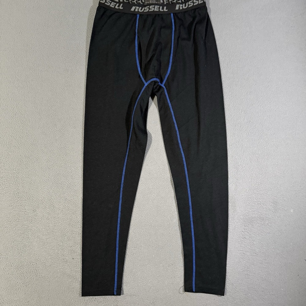 Russell Athletic Mens Size Medium Black Blue Side Striped Compression Pants